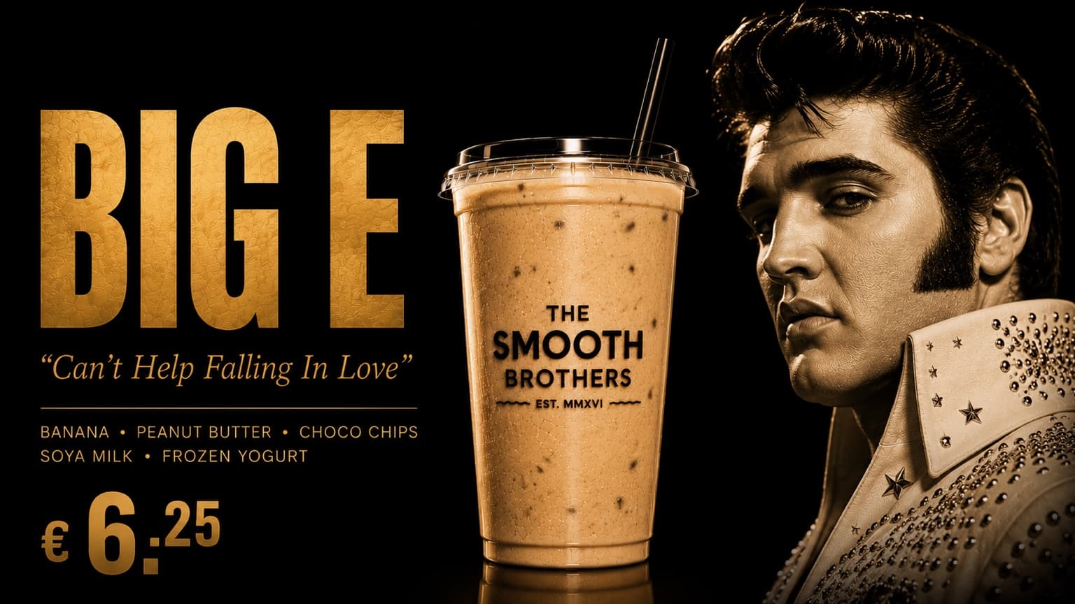 Big E smoothie in a branded The Smooth Brothers cup